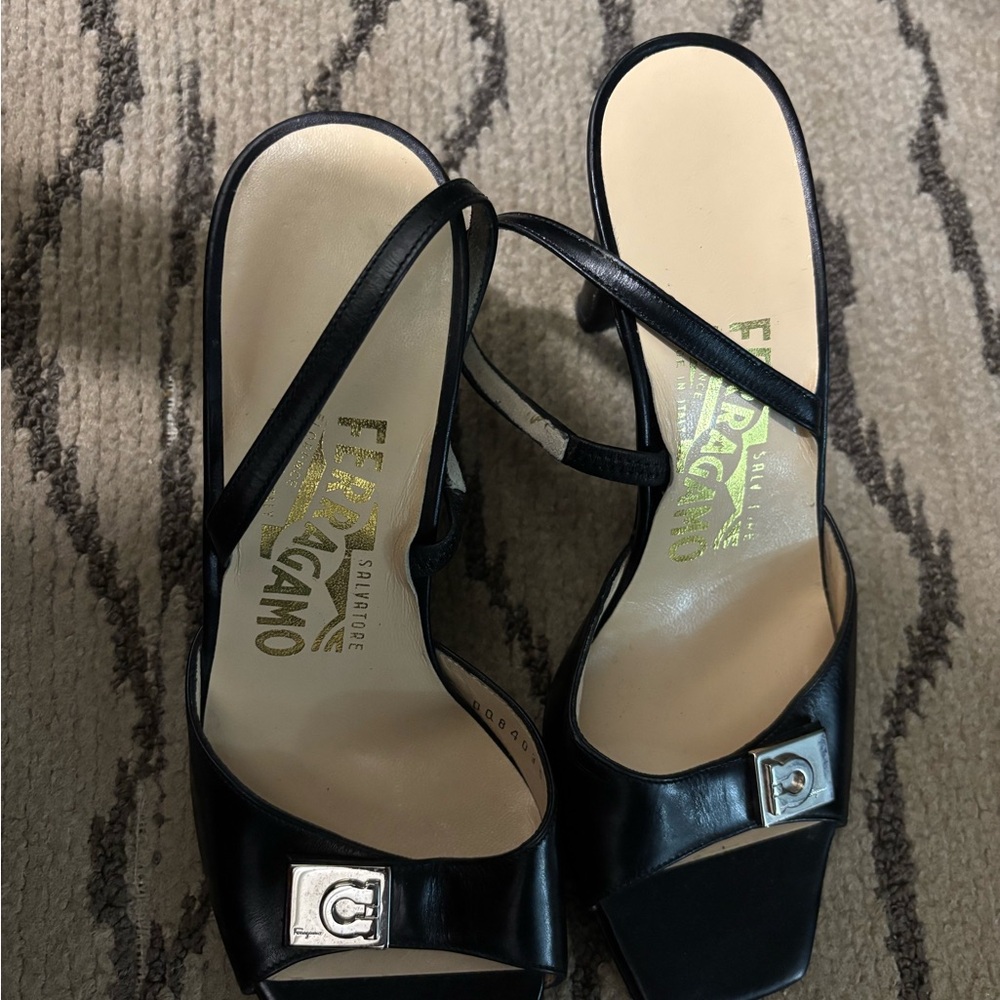 Salvatore Ferragamo Black Leather Heels